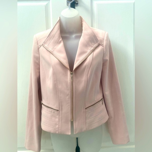 White House Black Market Pink Zip Jacket Sz 6 - Picture 1 of 3